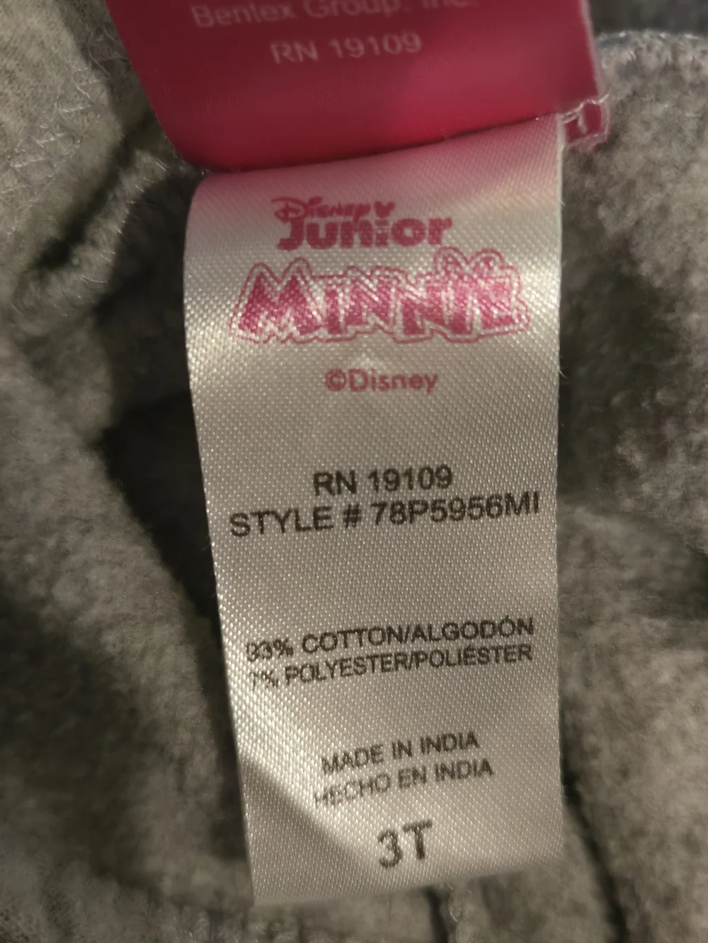 Disney Minnie Mouse Gray & Pink Hoodie 3T Leggings 2T
